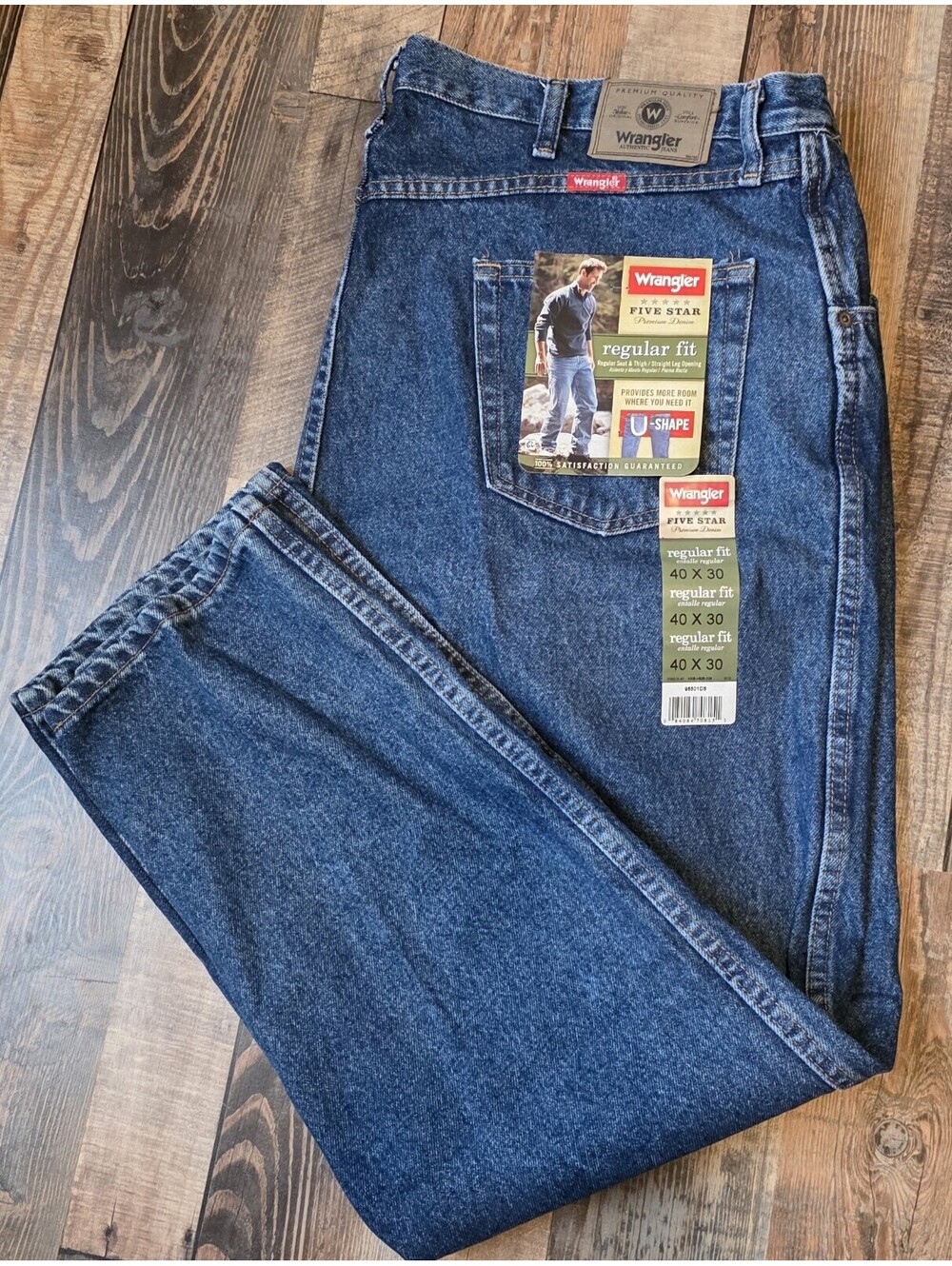 Wrangler Men's 5-Star Regular Fit Jeans Rinse 40X30 - Midnight Blue WA783